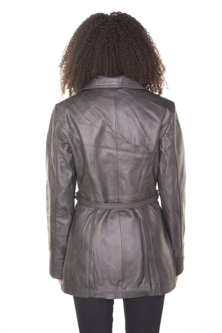 Dames leren lange bikerjack-muscat - Image 3