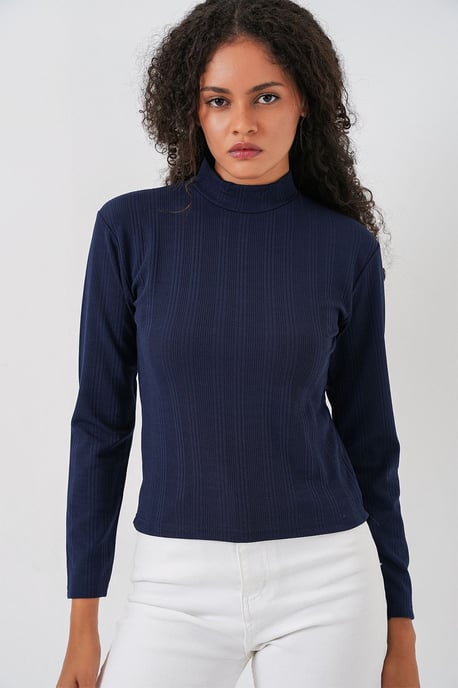 Geribbelde Halve Col Lange Mouw Body - Image 5