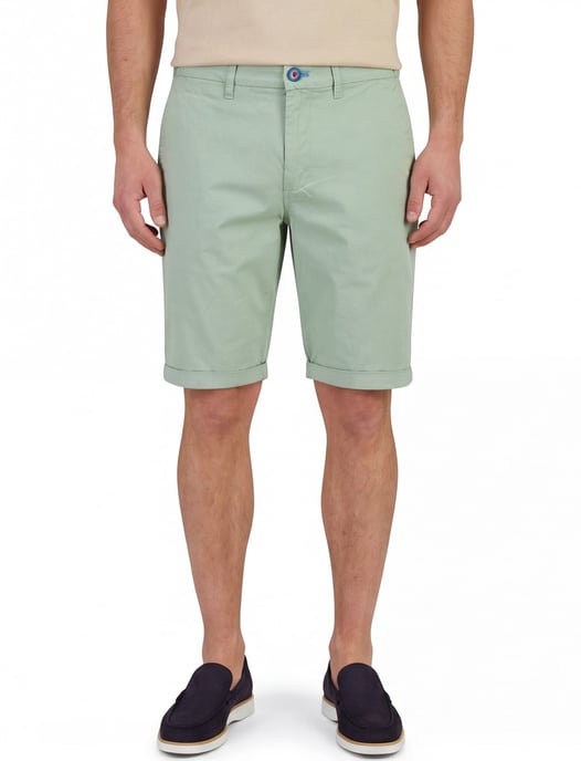 Groene korte broek New Zealand katoen met omslag - Image 1