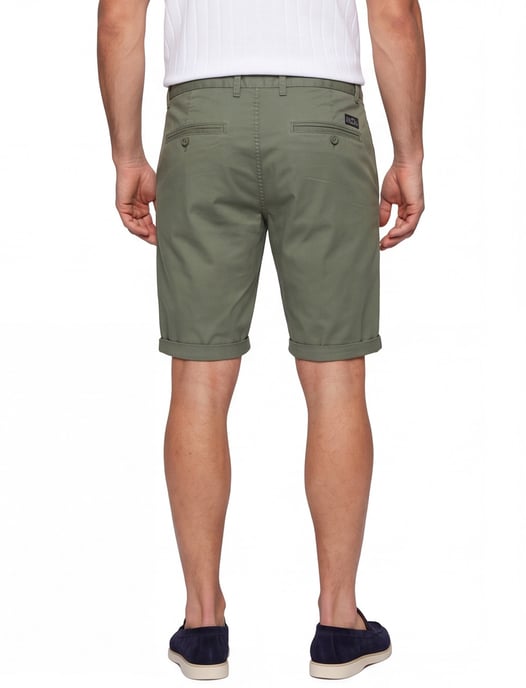 Donkergroene korte broek New Zealand katoen met omslag - Image 2