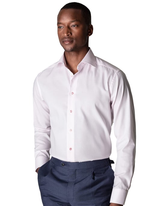Katoenen Eton overhemd effen roze slim fit - Image 1