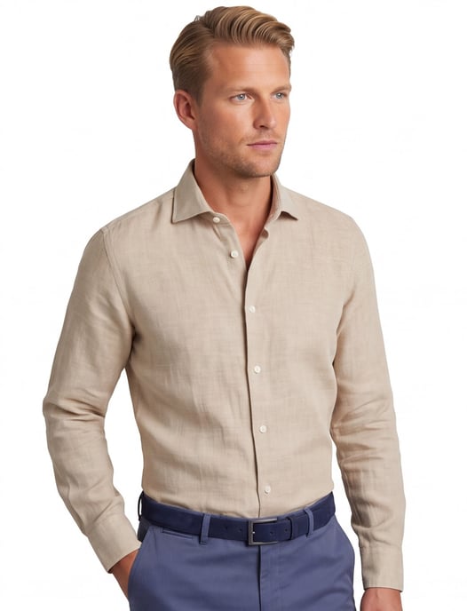 Linnen overhemd beige Seidensticker Slim Fit effen - Image 1