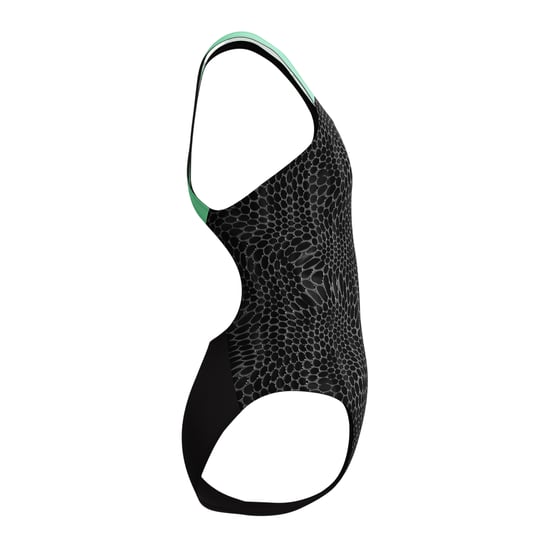 Speedo Meisjes Slangenprint Powerback Eenstuk Zwemoutfit (Zwart/Groen) - Image 3