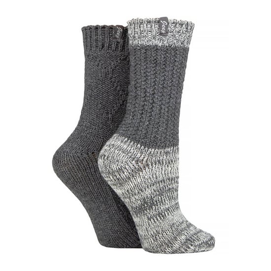 Dames Wol Boot Sokken | Jeep | Kabelgebreide Sokken voor Vrouwen, Dikte Geribbelde Gebreide Wintersokken voor Buiten- en Vrijetijdskleding - Antraciet / Crème - Image 3