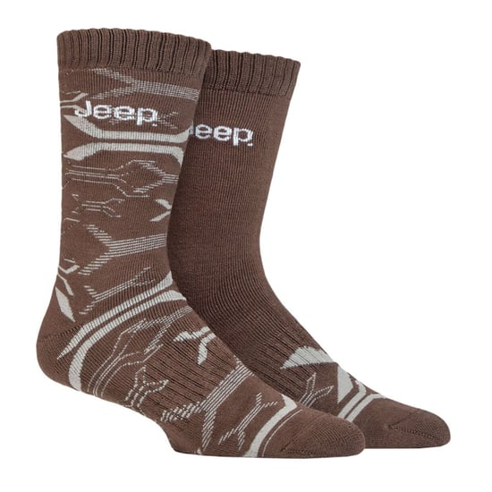 Heren Bamboe Werkboot Sokken | Jeep | Zachte en Ademend Dikke Zware Kussensokken, Gebreide Ribbelstijl Wandelsokken - Khaki / Steen - Image 3