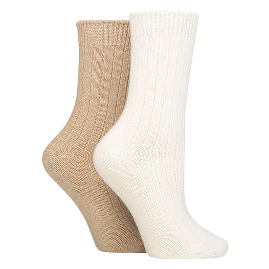 Wildfeet - 4 Paar Dames Cashmere Boot Sokken | Ribgebreide Wollen Bed Sokken - Zand - Image 3