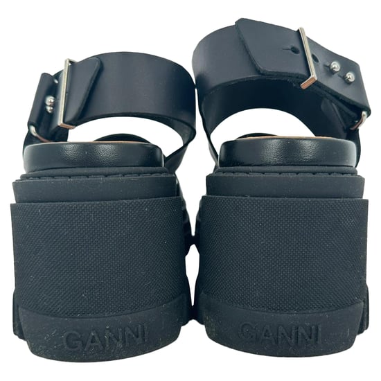 Ganni sandalen met hoge hakken en profiel in zwart leer - Image 6
