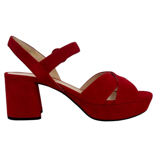 Prada Crisscross Block Heels in rood suède - Image 1