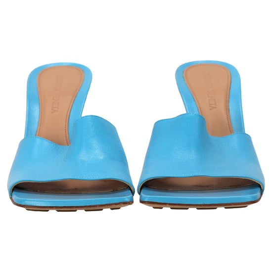 Bottega Veneta stretch muiltjes met hak in blauw lamsleer - Image 4
