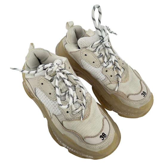 Balenciaga Triple S sneakers met transparante zool in beige polyester - Image 4
