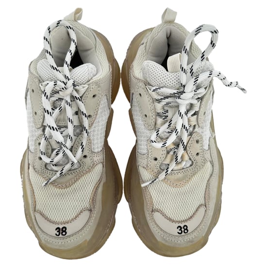 Balenciaga Triple S sneakers met transparante zool in beige polyester - Image 5