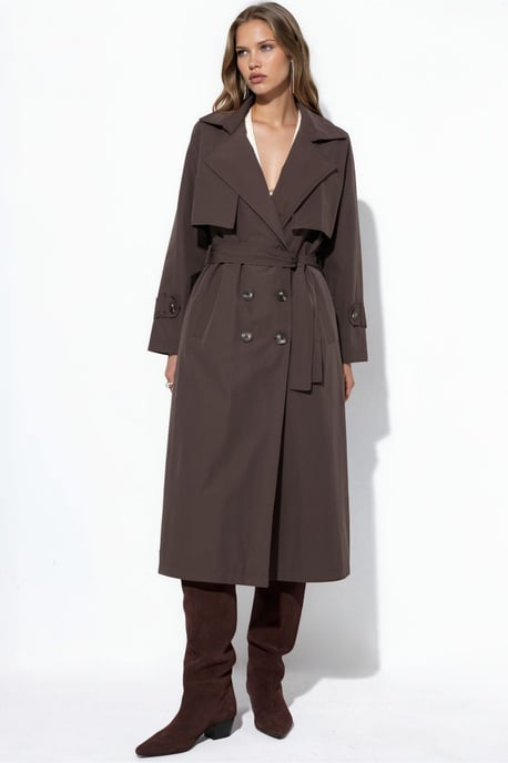 Dubbelzijdig Gordijn Trenchcoat met Ceintuur - Image 5