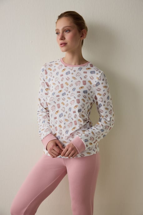 Theepartij Bedrukte Lange Mouwen Pyjama Top - Image 2