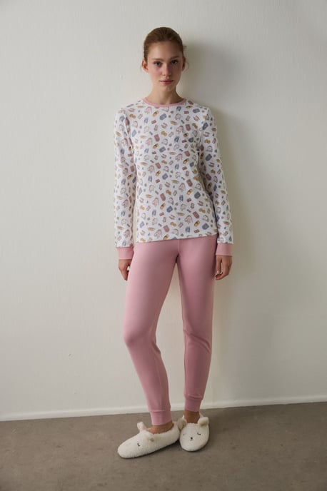 Theepartij Bedrukte Lange Mouwen Pyjama Top - Image 3