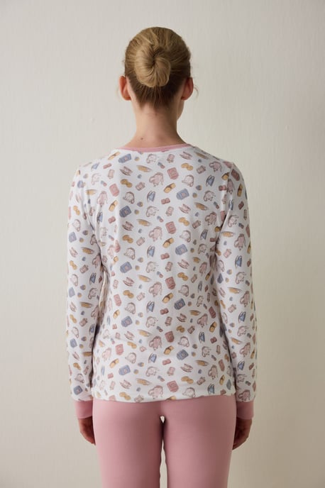 Theepartij Bedrukte Lange Mouwen Pyjama Top - Image 5