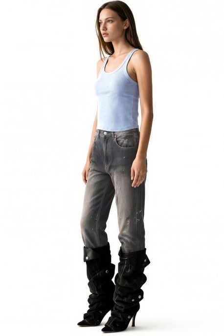 Mouwloze Geribde U-Hals Tanktop - Image 2