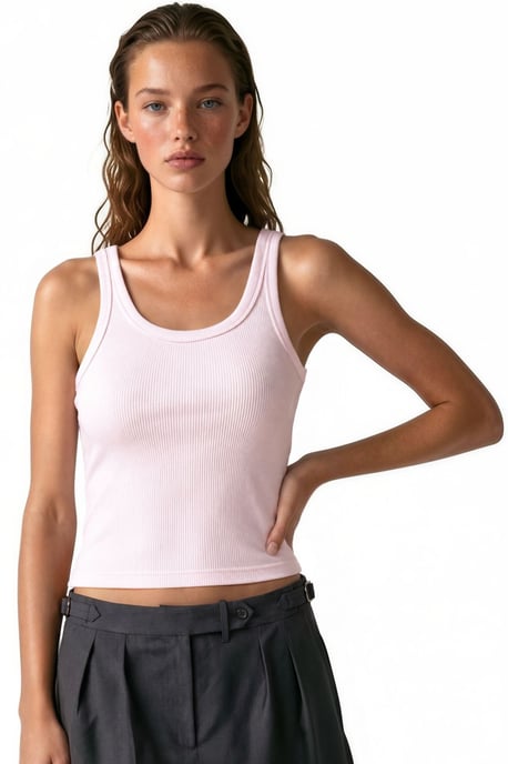 Mouwloze Geribde U-Hals Tanktop - Image 2