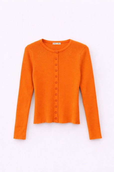 Geknoopte Slim Fit Ribbelgebreide Cardigan - Image 1