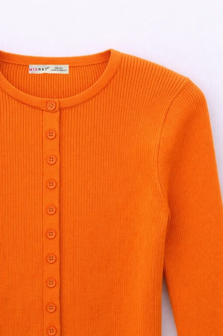 Geknoopte Slim Fit Ribbelgebreide Cardigan - Image 2