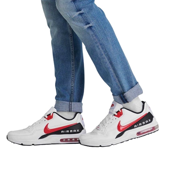 Nike Air Max-sportschoenen voor heren van gecoat leer (Wit/rood/zwart) - Image 3