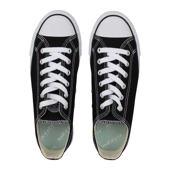 SoulCal Canvas platte sneakers voor dames (Zwart, Wit) - Image 4
