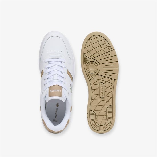 Lacoste Leren platte sneakers voor heren met T-clip (Wit/bruin) - Image 4