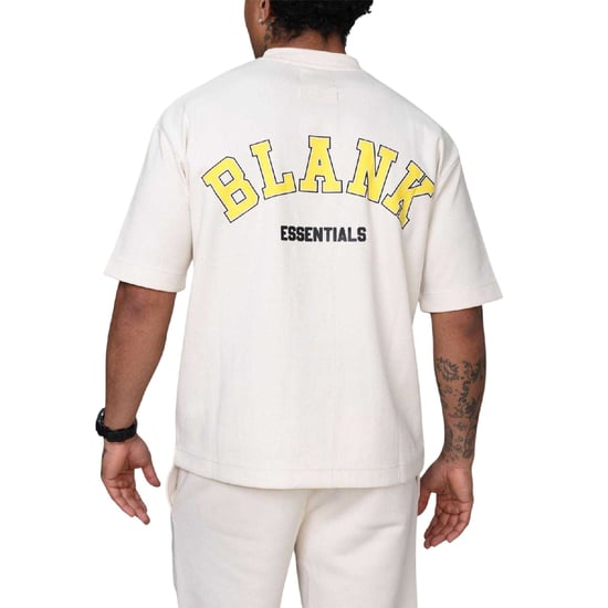 Blank Essentials Oversized T-shirt voor heren (College-stijl) (Bone) - Image 4