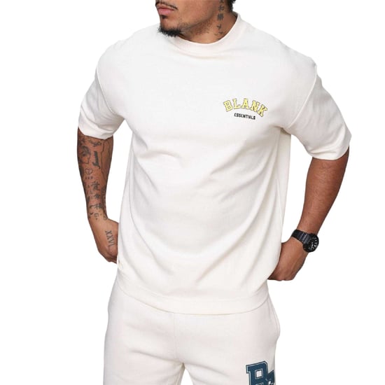 Blank Essentials Oversized T-shirt voor heren (College-stijl) (Bone) - Image 5