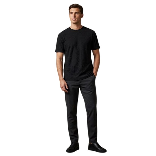 Armani Exchange Heren Textured Crew Neck Regular T-shirt (Zwart) - Image 1