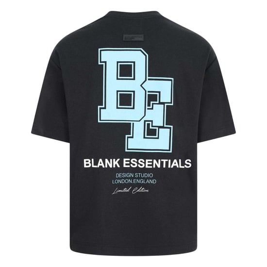 Blank Essentials Heren Collegiaal Logo T-shirt (Zwart) - Image 3