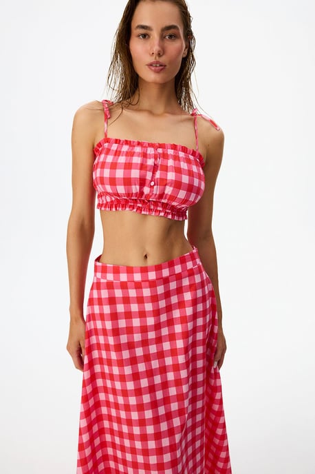 Ester Gingham Patroon Bikini Top - Image 1
