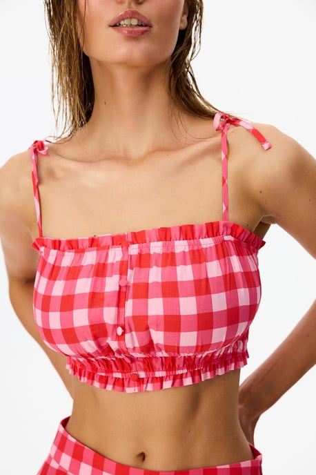 Ester Gingham Patroon Bikini Top - Image 3