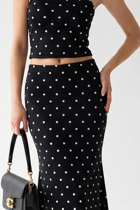 Dames Hoge Taille Pantalon met Pois Twee-Piece Coord - Image 2