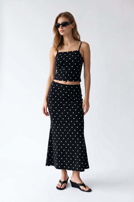 Dames Hoge Taille Pantalon met Pois Twee-Piece Coord - Image 5