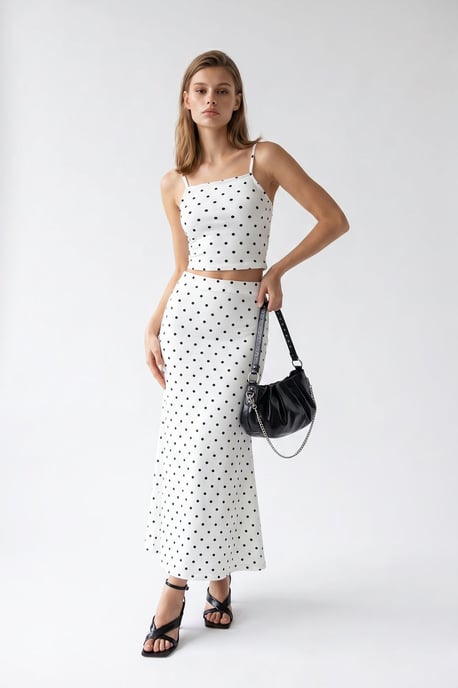 Dames Hoge Taille Polkadot Tweedelige Set - Image 5