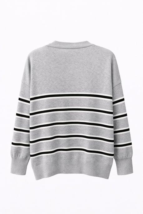 Dames Gestreepte V-Hals Cardigan - Image 3