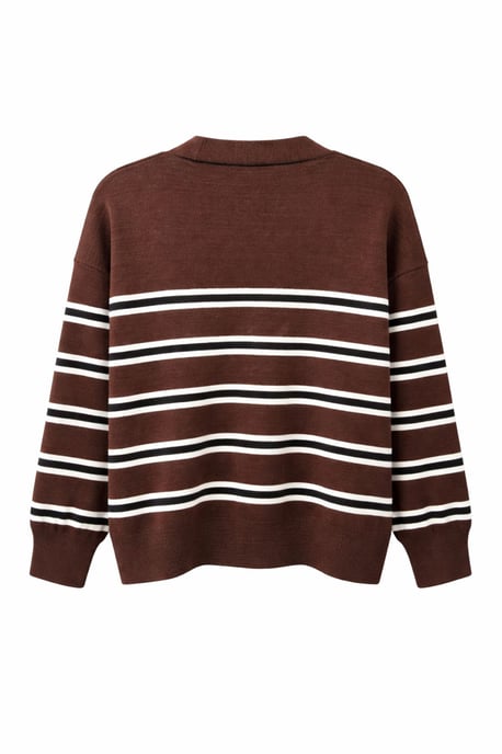 Dames Gestreepte V-Hals Cardigan - Image 3