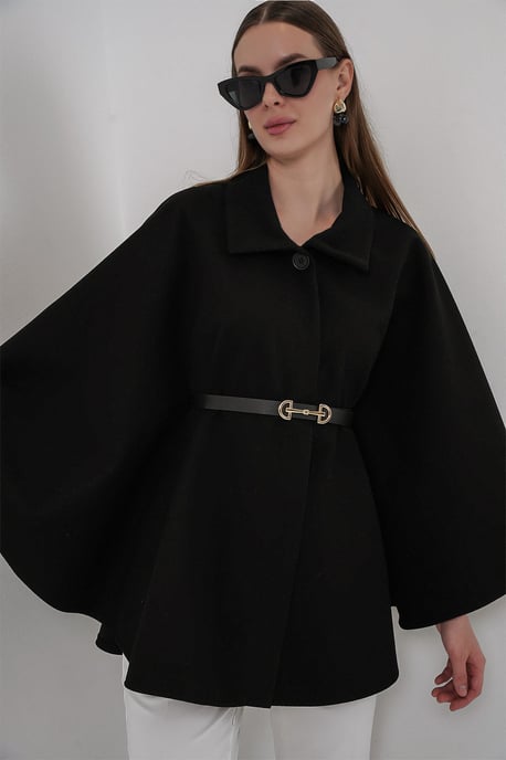 Gestrikte Tweed Cape Mantel - Image 3
