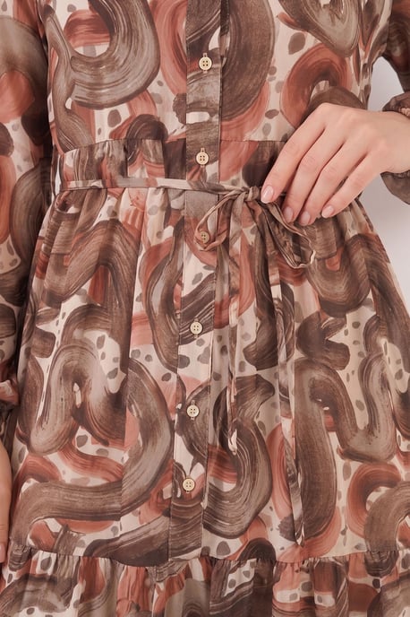 Gebuttonde Maxi Jurk met Ronde Hals en Tailleband - Image 2