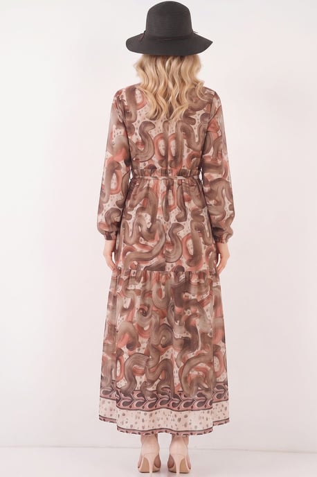 Gebuttonde Maxi Jurk met Ronde Hals en Tailleband - Image 3