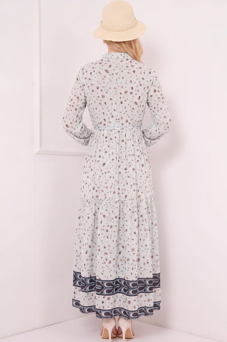 Gebuttonde Maxi Jurk met Ronde Hals en Tailleband - Image 3