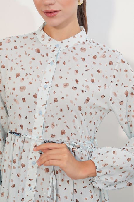 Gebuttonde Maxi Jurk met Ronde Hals en Tailleband - Image 5