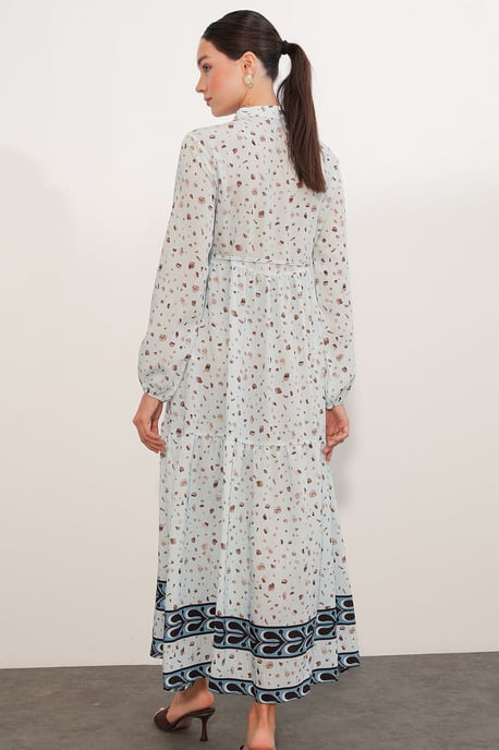 Gebuttonde Maxi Jurk met Ronde Hals en Tailleband - Image 6