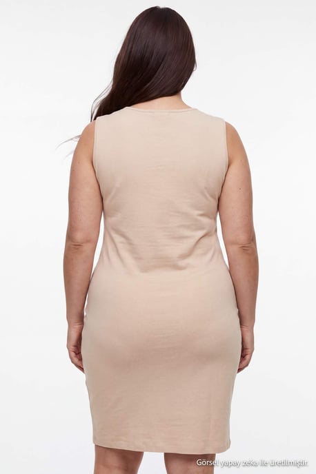 Trendyol Curve Dames Zwart Effen Midi Mouwloos Shift-model Grote maten Jurk - Image 5