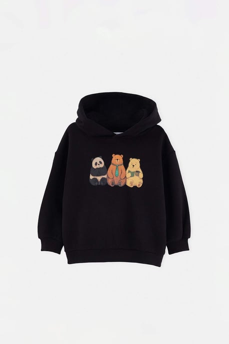 TRENDYOLKIDS Jongens Zwart Met grafische print Lang, Regular fit Sweatshirts - Image 3