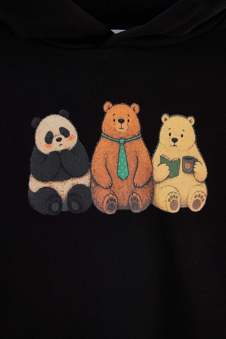 TRENDYOLKIDS Jongens Zwart Met grafische print Lang, Regular fit Sweatshirts - Image 4
