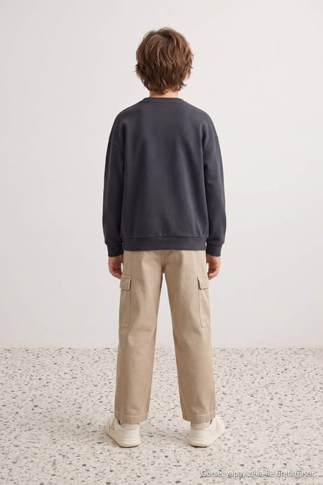 TRENDYOLKIDS Jongens Grijs Met grafische print Lang, Regular fit Sweatshirts - Image 2
