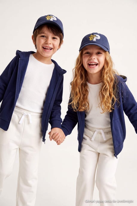 TRENDYOLKIDS Meisjes Donkerblauw Effen Lang, Regular fit Sweatshirts - Image 3