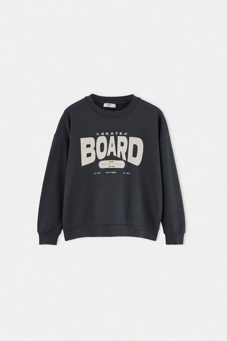 TRENDYOLKIDS Jongens Grijs Met grafische print Lang, Regular fit Sweatshirts - Image 4