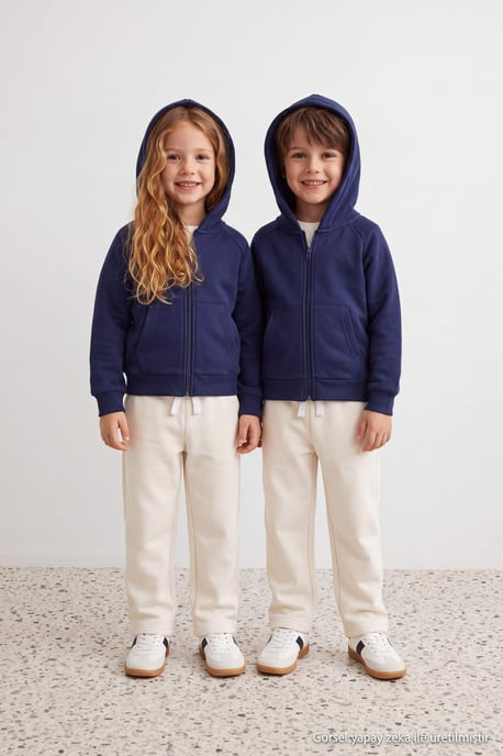 TRENDYOLKIDS Meisjes Donkerblauw Effen Lang, Regular fit Sweatshirts - Image 6